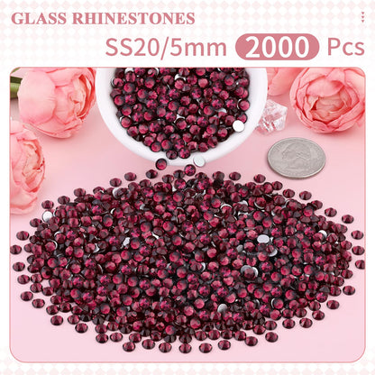 5000PCS SS6/2mm Glass Crystal Rhinestones (Clear), Bedazzling Flatback Rhinestones for Crafting DIY Crafts Nail Art Makeup Decoration, Gems Diamond Charms for Tumbler Shoes Clothing Mug
