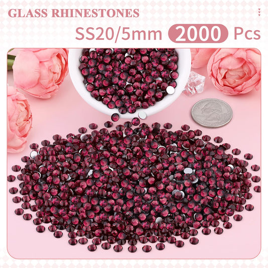 5000PCS SS6/2mm Glass Crystal Rhinestones (Clear), Bedazzling Flatback Rhinestones for Crafting DIY Crafts Nail Art Makeup Decoration, Gems Diamond Charms for Tumbler Shoes Clothing Mug