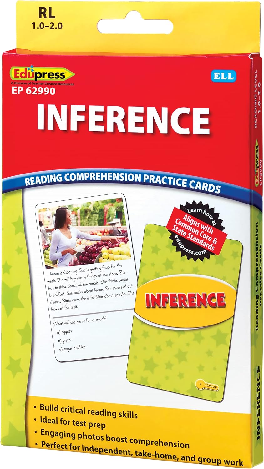 Edupress Reading Comprehension Practice Cards, Inference, Yellow Level (EP62990) Medium