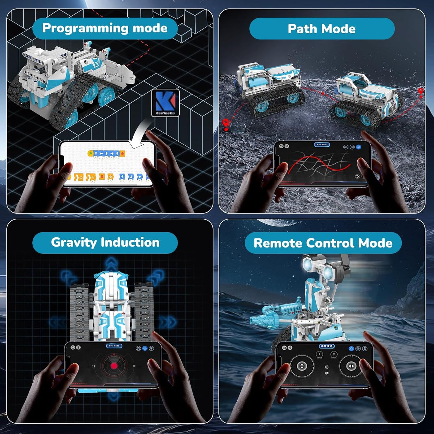 Robot Building Kit with APP/Remote Control STEM Gifts for Boys Age 8-16,Technic Coding Robotic Toys for Kids Birthday, Buildable 5in1 Models with 352+ Pieces