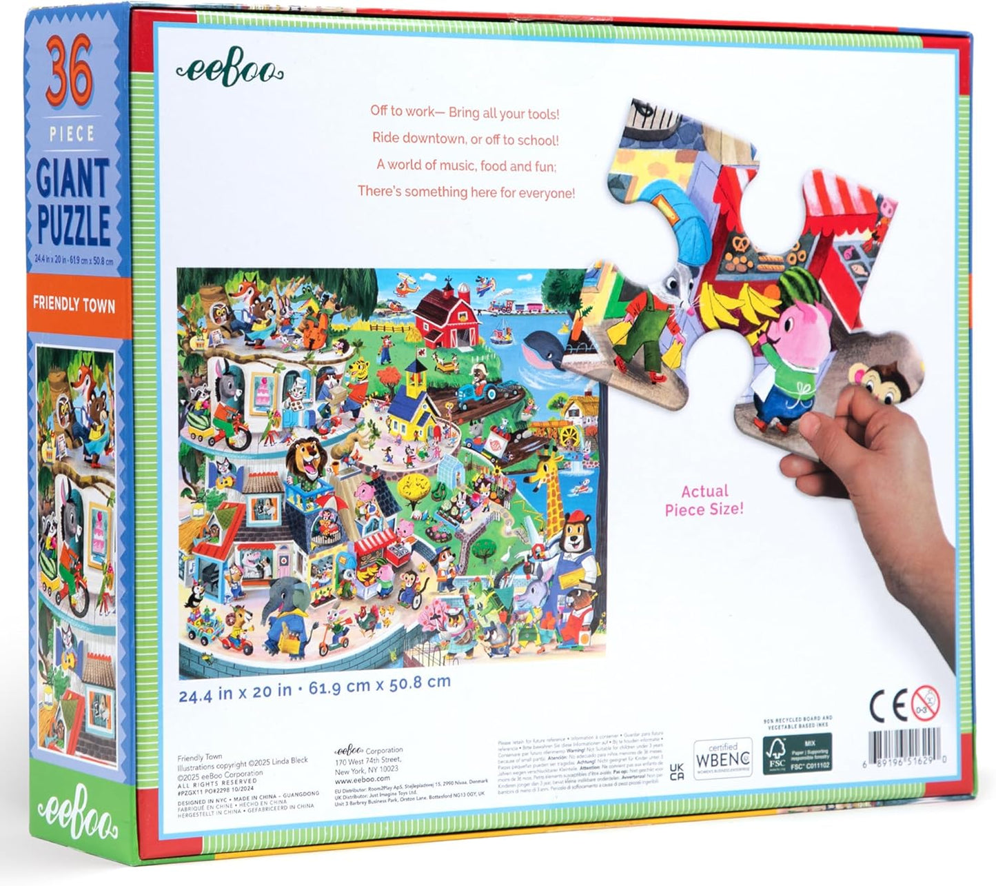 eeBoo 36 Piece Giant Floor Puzzle - Dinosaur Alphabet Children's Puzzle ABC & Dino Themed, Large Pieces for Small Hands to Develop Motor Skills