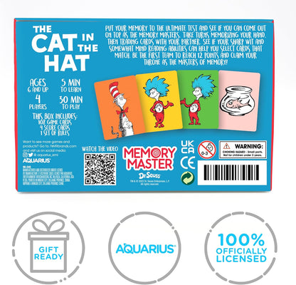 Aquarius Cat in The Hat Memory Master Card Game - Fun Family Party Game for Kids, Teens & Adults - Entertaining Game Night Gift - Officially Licensed Dr. Seuss Merchandise