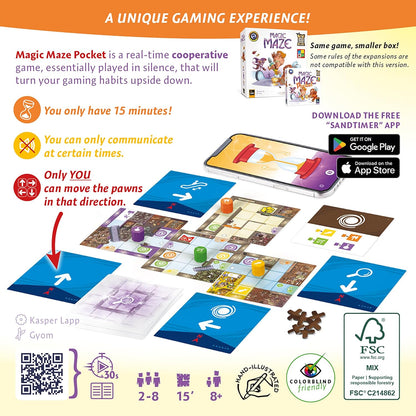 Magic Maze Pocket Multi-Award-Winning Game! Cooperative Real-Time Board Game | Silence · Coordination · Escape · Simultaneous | from Age 8 | 2–8 Players | 15 Minutes | FSC Components