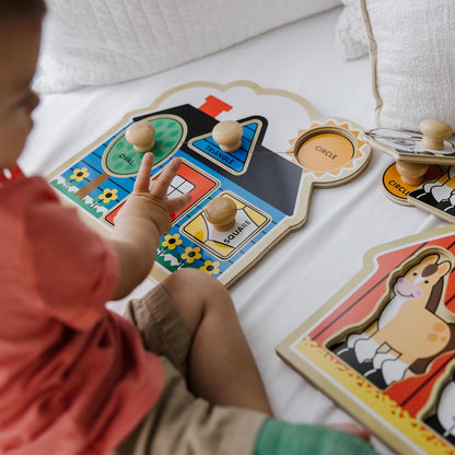 Melissa & Doug Pet Animals Jumbo Knob Puzzle, Wooden Peg Puzzle for Toddlers, Educational Toy for Shape Recognition and Fine Motor Skills, Ages 1+