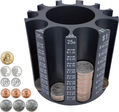 Byteen8 Coin Counter Change Sorter｜Pen & Pencil Holder as Desk Organizer｜Piggy Bank for Adults & Kids｜Coin Bank & Wrappers store 500pcs｜Creative Gifts for Kids & Family｜Easy to use