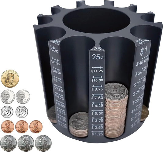 Byteen8 Coin Counter Change Sorter｜Pen & Pencil Holder as Desk Organizer｜Piggy Bank for Adults & Kids｜Coin Bank & Wrappers store 500pcs｜Creative Gifts for Kids & Family｜Easy to use