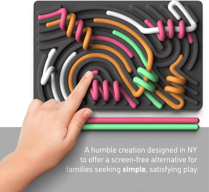 Pushpeel Sensory Activity Board: Silicone Fidget Toy for Calming, Stress, Anxiety, ADHD & Autism | Silent, No Mess | Kids 3+ & Adults | Includes Portable Travel Bag & 11 Strings
