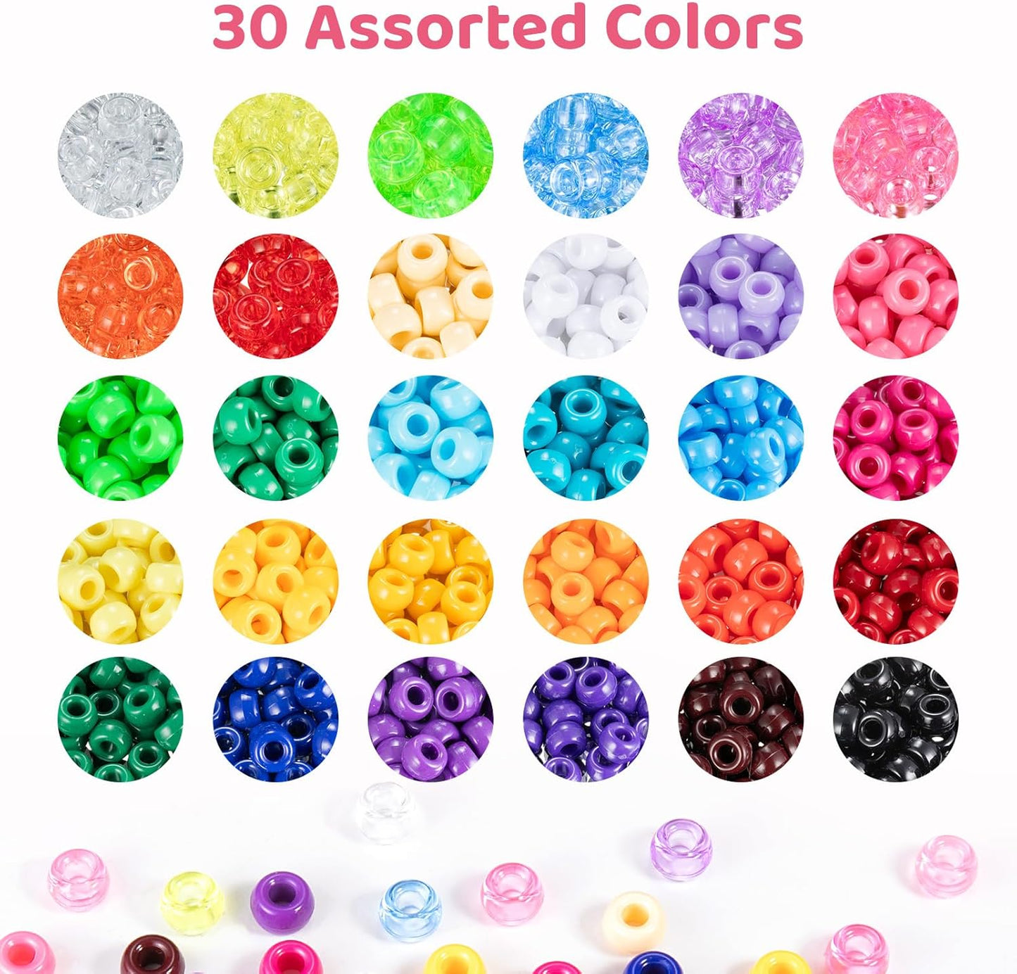 Umikk 10,000 Pcs Pony Beads, 30 Assorted Colored Beads for Bracelets Making Hair Braiding Kandi Friendship Bracelet Bead for Craft Jewelry Making Christmas Gifts (5.73LB, Boxed)