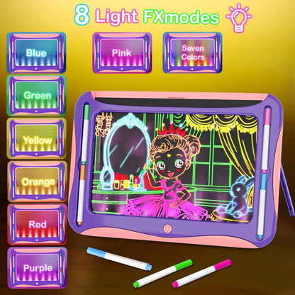 YUBALEER Magic LED Drawing Board for Kids, Toys for Boys Ages 5-7, Light Up Tracing Pad with 9 Double-Sided Cards, 6 Washable Pens, Glow Up Toys for Kids 4-6 Year Old Christmas Birthday Gifts