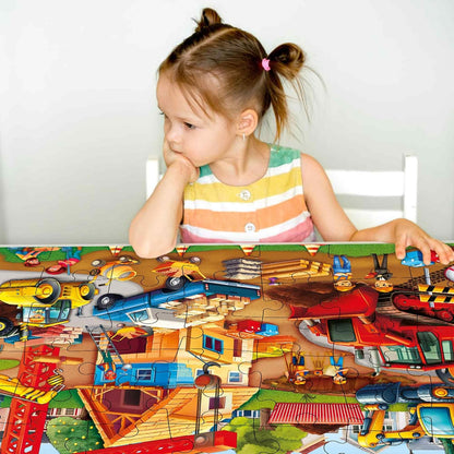 QUOKKA Giant Floor Puzzle for Kids Ages 4-6 – 2x3 Feet Extra-Thick 48 Pieces Toddler Puzzle Ages 3-5 – Construction Educational Activity for Boys Girls – Premium Box with Sturdy Handle & Magnetic