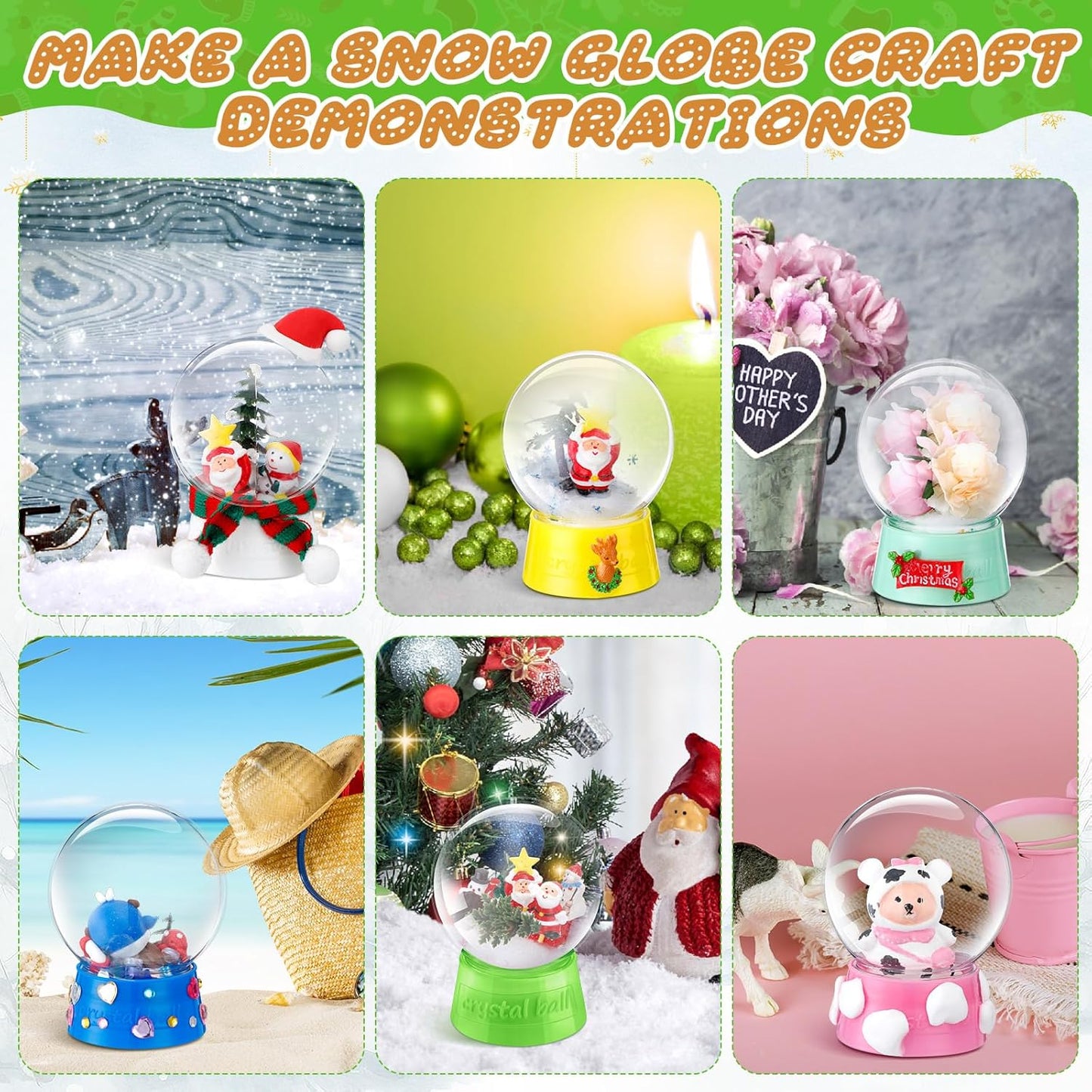 Mifoci 24 Pcs 4 Inch Empty Snow Globe Clear Fillable Water Globe with Screw Off Cap Empty Valentines Day Plastic Snow Case for DIY Crafts Home Decoration Display Plant