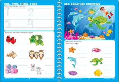 School Zone Kindergarten Write & Reuse™ Workbook: 52 Wipe-Clean Pages, Spiral-Bound, Early Math, ABCs, Counting, Ages 5-6, Includes Dry-Erase Marker