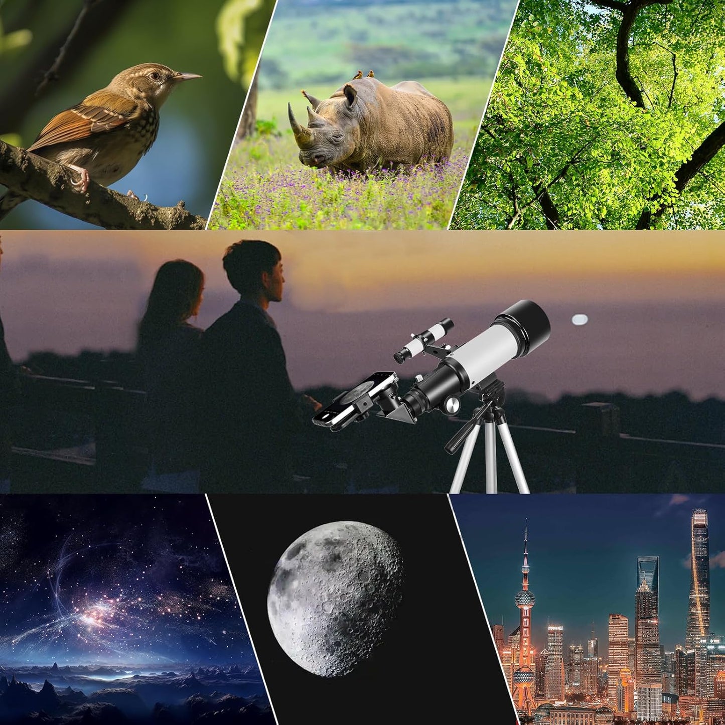 Telescopes, Telescope for Kids and Adults Beginners, 70mm Aperture 400mm Focus Length Refractor Travel Telescope with AZ Mount for Observe The Moon and Landscape (Blue)