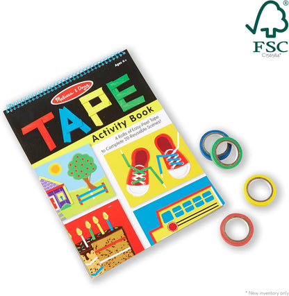 Melissa & Doug Tape Activity Book for Kids with 4 Easy-Tear Tape Rolls (Blue, Green, Red, Yellow) & 20 Reusable Scenes on Spiral-Bound Sheets, Road Trip Activities & Travel Toys for Kids Ages 4+