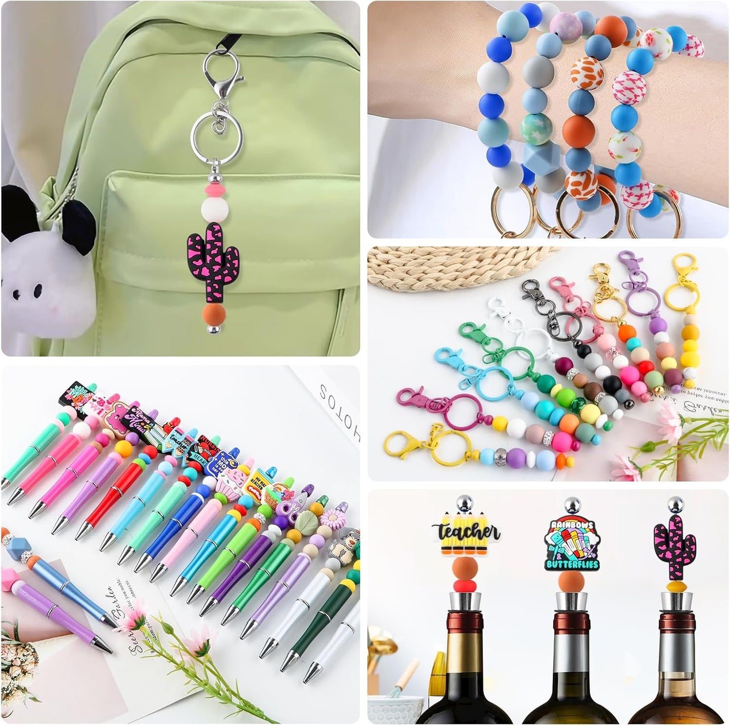 65Pcs 19mm Silicone Beads for Keychain Making Bracelet Necklace, Bulk Round Silicone Beads for Pens（Christmas Green） - Colors B