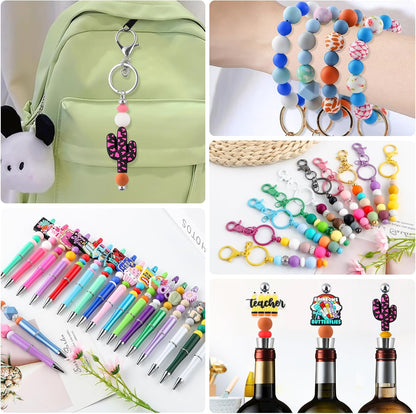 65Pcs 19mm Silicone Beads for Keychain Making Bracelet Necklace, Bulk Round Silicone Beads for Pens（Christmas Green） - Colors B