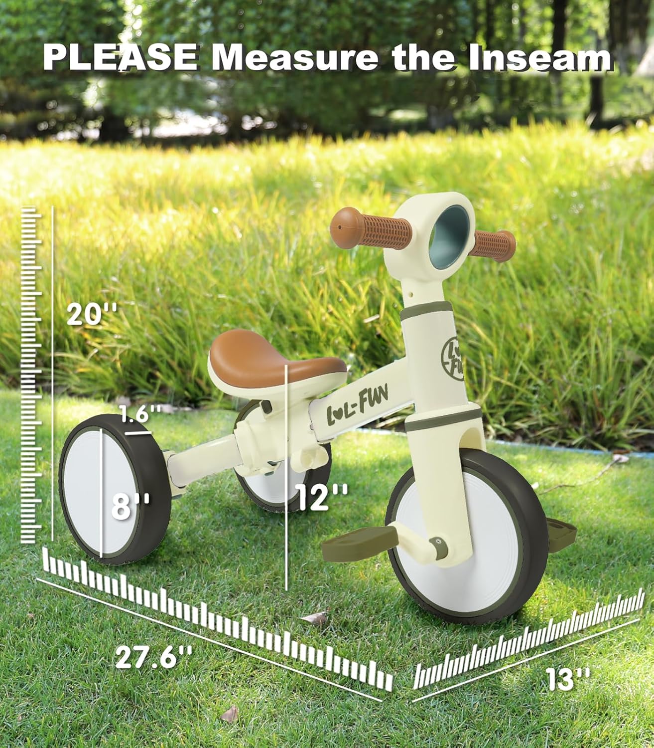LOL-FUN Tricycle for Toddlers 1-3 Years Old Boys Girls Toy, 4 in 1 Baby Balance Bike for 1 2 Year Old Gift, Kids Bicycle with Easy Assembly Removable Pedal
