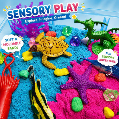 Dino & Ocean Sensory Bin, Dino & Ocean Sensory Toys with Play Sand for Toddlers Boys and Girls,Kids Toys Gift Sand Box for Age 3 4 5 6 7 8