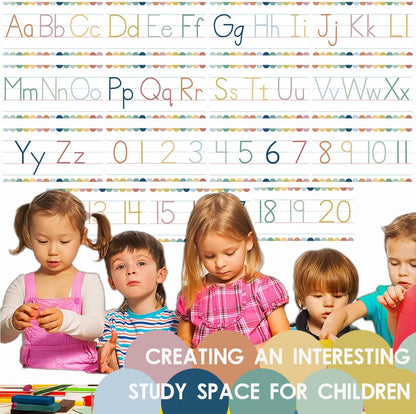 Alphabet for Classroom Wall - 15 PCS Crayon ABC Manuscript Alphabet Line for Classroom Wall Alphabet Bulletin Board Set for Pre School Elementary Classroom Homeschool, Playroom Bedroom Decorations