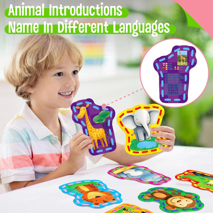 SpriteGru 9 Pieces Kids Lacing Cards, Double Sided Sewing Cards in 9 Vehicle Cards with 9 Colorful Laces, Imagination Development Lacing Toys Games for Children Educational and Learning Activity