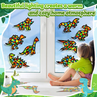 Lonfliness 32 Sets Solar System Suncatchers Crafts Kit DIY Outer Space Window Stained Glass Effect Paper Planet Home School Classroom Decoration Art Craft Creative Activity Project Gift Favor
