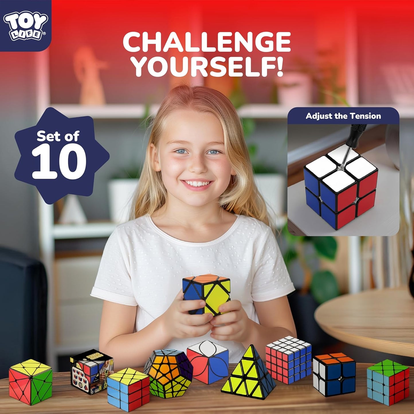 STEAM Life Speed Cube Set 5 Pack Magic Cube | Includes Speed Cubes 3x3, 2x2 Speed Cube, Pyramid Cube, Megaminx Cube Puzzle Cube Bundle for Kids & Adults