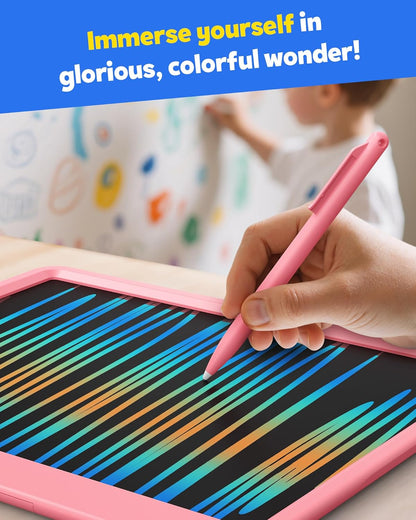 TEKFUN LCD Writing Tablet for Kids, 10-inch Coloring Drawing Pad, Mess Free Doodle Board, Airplane Travel Toys for Boys and Toddlers, Road Trip Essentials, Gifts for 3 4 5 6 7 8 Year Old Girls(Blue)