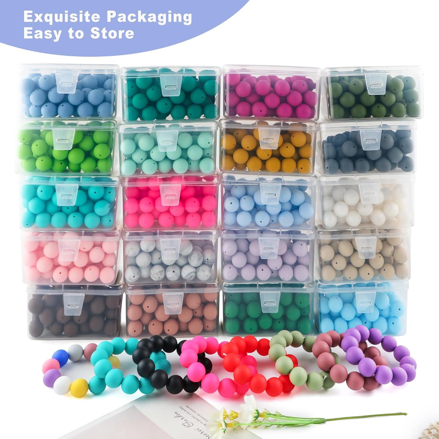 65Pcs 19mm Silicone Beads for Keychain Making Bracelet Necklace, Bulk Round Silicone Beads for Pens（Christmas Green） - Colors B