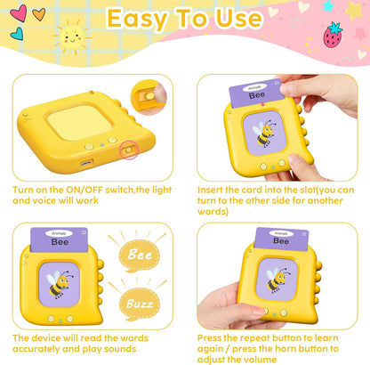 Talking Flash Cards,Kids Toddler Flash Cards with 240 Sight Words,Montessori Toys,Autism Sensory Toys,Speech Therapy,Learning Educational Gifts for Age 1 2 3 4 5 Years Old Boys and Girls