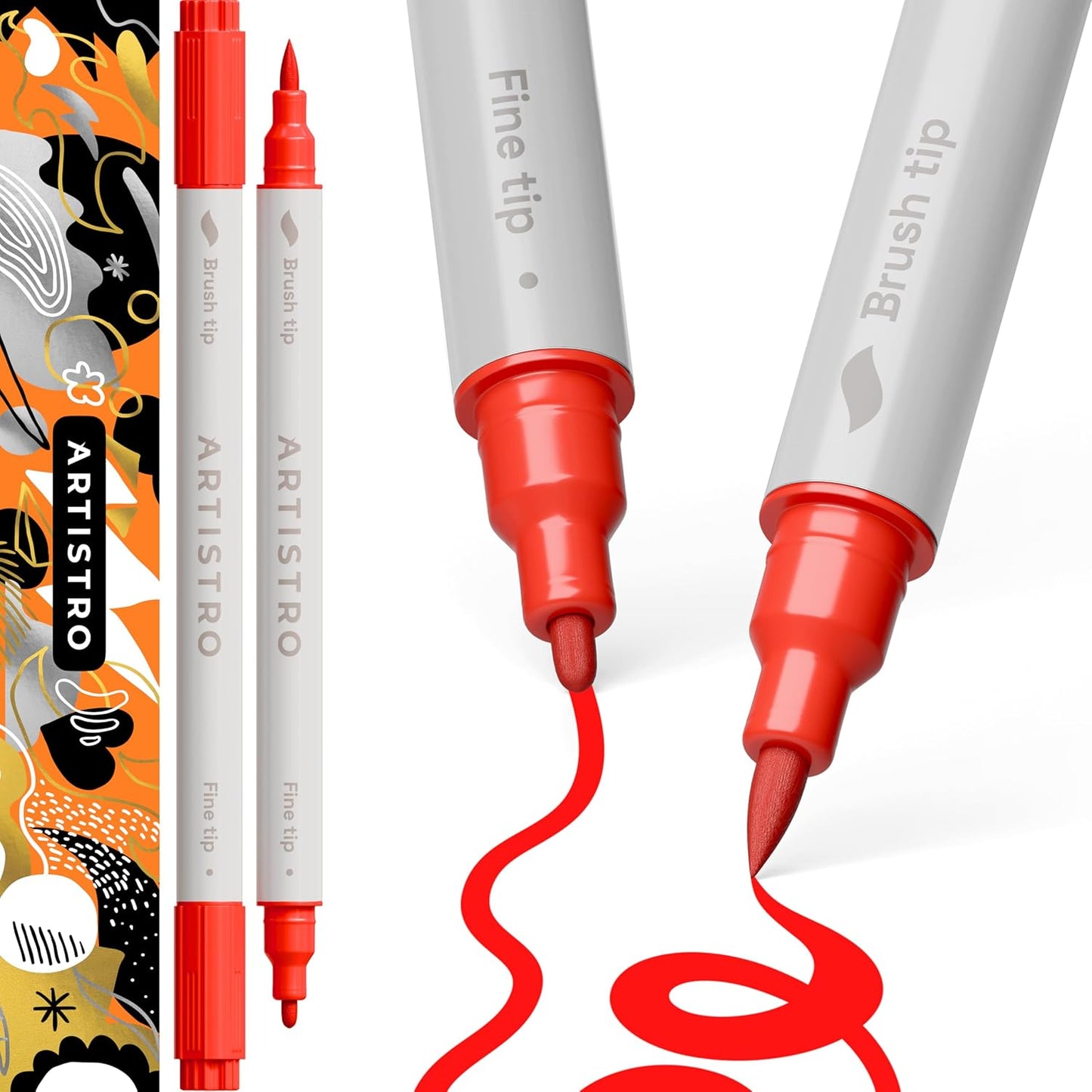 ARTISTRO 2 Gold & Silver Dual-Tip Acrylic Paint Pens - Multisurface Markers for Glass, Rock, Fabric, Wood, Plastic & More - 5mm Dot + 1mm Fine Tips