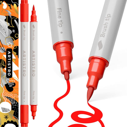 ARTISTRO 2 Gold & Silver Dual-Tip Acrylic Paint Pens - Multisurface Markers for Glass, Rock, Fabric, Wood, Plastic & More - 5mm Dot + 1mm Fine Tips