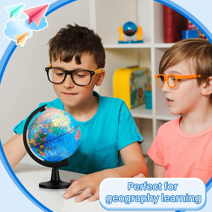 Henoyso 6 Pcs World Globe for Kid 4.6'' Educational Mini Desk Decorative Earth Globes with Black Stand Learning Rotating World Map for End of School Year Graduate Gift Geography Classroom Table Decor