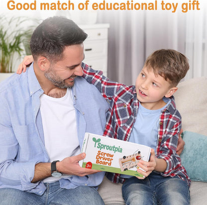 Screwdriver Board Set Montessori Toys for 3 Year Old,Wooden Screw Driver Activities Board, Fine Motor Skills & Sensory Development Toy