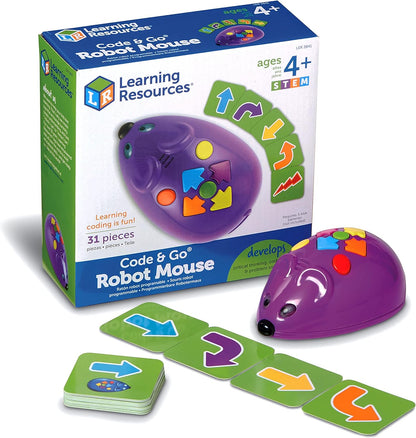 Learning Resources Code & Go® Robot Mouse, Screen-Free Coding Robot Toy, Early Programming for Kids Ages 4+, STEM Robotics Toy
