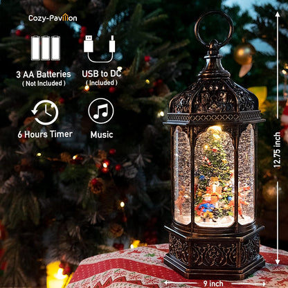 Musical Christmas Snow Globes Lantern, 7.87" Lighted Electric Snowglobes with 8 Holiday Songs 6H Timer Dual Power, Snowman Christmas Ornaments Snow Globe for Kids Adults Xmas Decor Gifts for Men Women