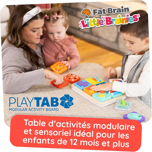 Fat Brain Toys PlayTab Essentials, Modular Sensory Activity Board, Busy Board for Toddlers and Babies Ages 12 Months+