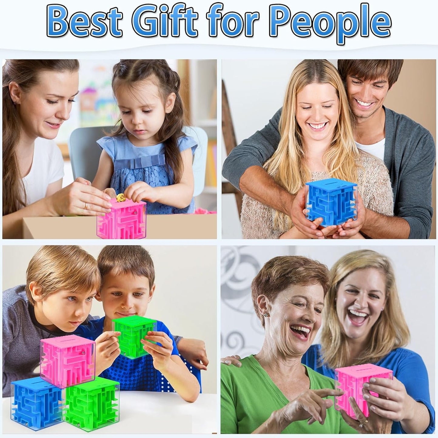 2 Pack Money Puzzle Gift Box, 3D Maze Puzzle Boxs Games Toy Gravity Memory Cube Ball Puzzle Educational Toys Gifts for Kids Boys Girls Students Teens Adults,Green and Blue