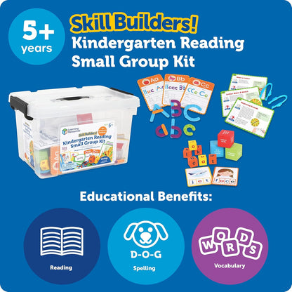 Learning Resources Skill Builders! Kindergarten Reading Activity Set - 122 Pieces, Ages 5+, Back to School Essential Materials, Homeschool Supplies