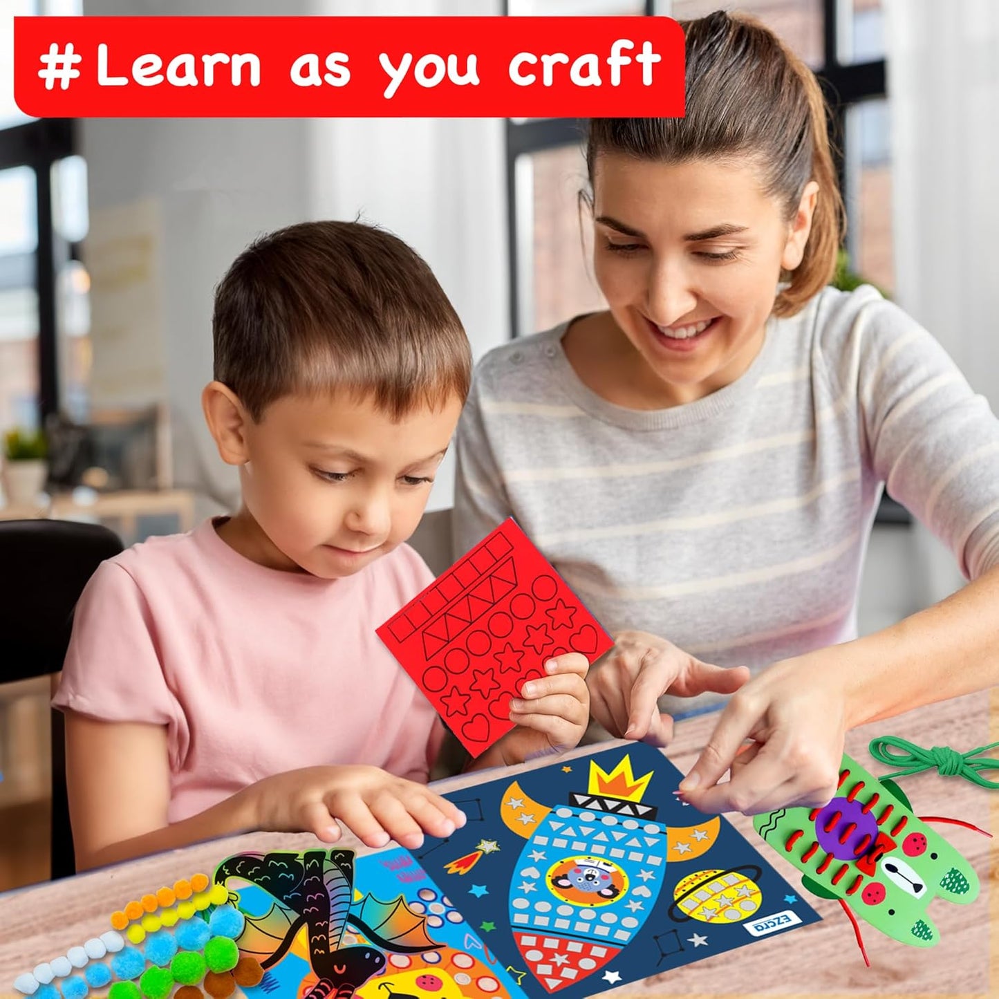 EZCRA Unicorn Craft Kits for Kids Ages 4-8 – 21 Projects in 1 Craft Box for Kids – All Inclusive No Mess Arts and Crafts Kit, Educational Activity Box for Girls