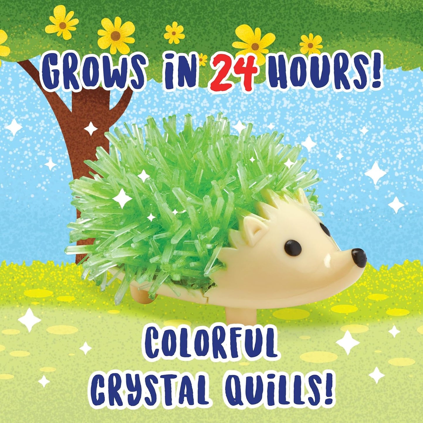 MindWare Crystal Growing Kits: Hedgehogs Bright Colors Set of 2 – Cute DIY Crystal Growing Kits for Kids & Teens – Funky mini Science Experiment in an 9pc kit – Crystals Grow in 24 Hours