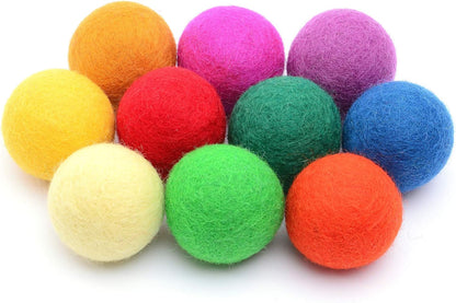 Glaciart One Felt Balls, Felt Pom Poms (5 Pieces) 4 Centimeters - 1.6 Inch, Handmade Felted 5 Vibrant Colors Wool Balls for Cats, Felting and Garland
