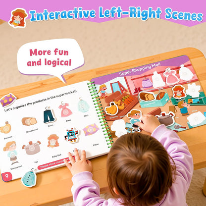 JoyCat Preschool Busy Book for Toddlers 3-5, Dual-Language Learning Activities, Educational Sensory Toys, Autism Learning Materials for Boys & Girls, English and Spanish Version
