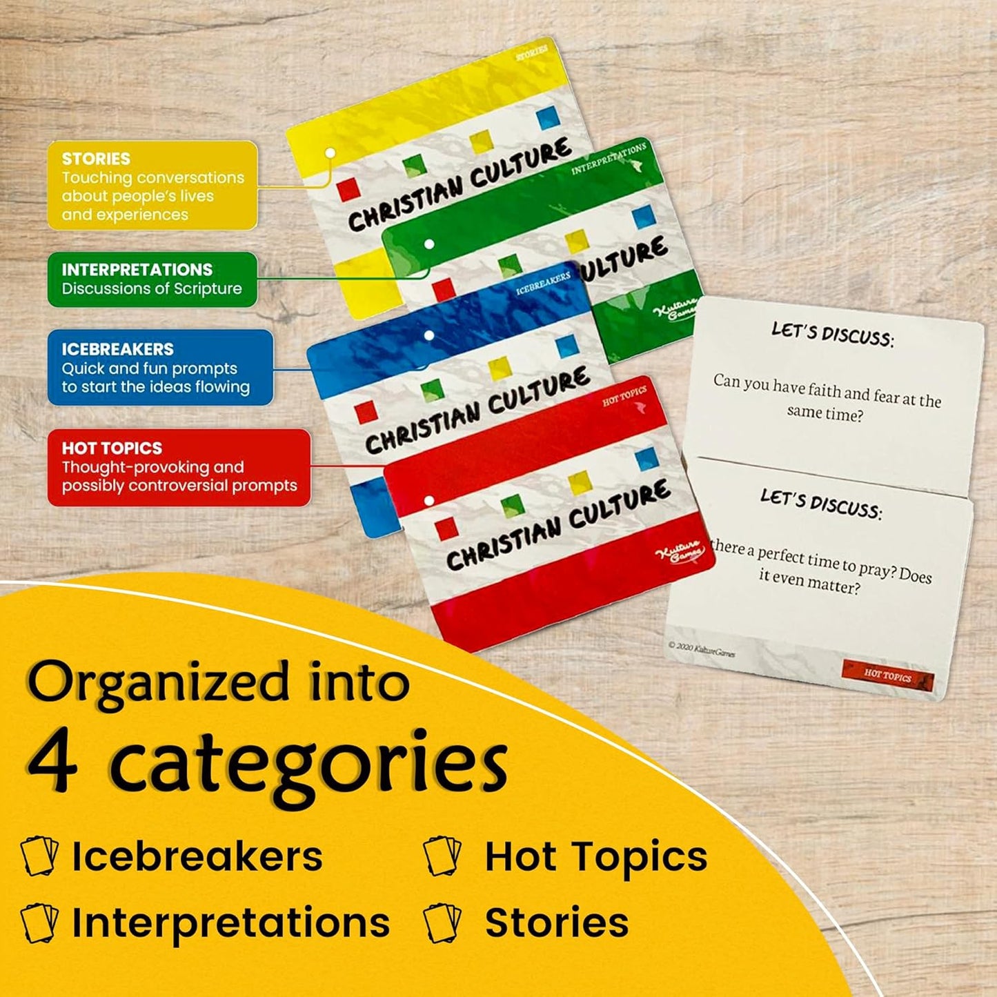 Kulture Games - Bible Conversation Cards for Kids - Christian Family Games - Faith Based Educational Card Games - Sunday School Christian - Gifts Learning - Ages 6+