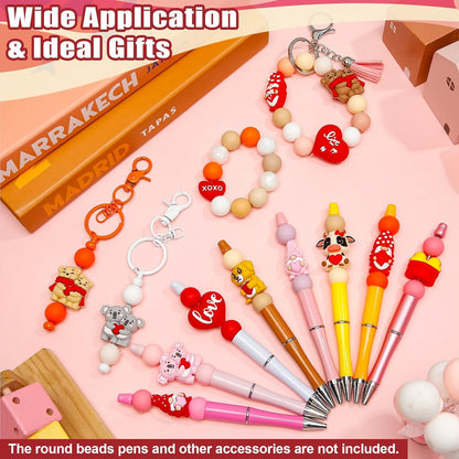 Ferreve 16 Pcs 3D Sports Football Beads Silicone Focal Beads for Keychain Making Pens for Beadable Keychain DIY Crafts Necklace Bracelet Phone Chain Charms Jewelry Making