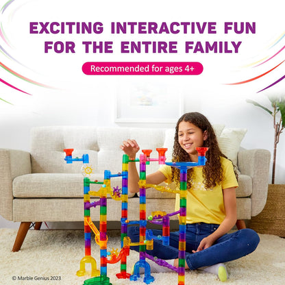 Marble Genius Marble Run Race Track - 300-Piece Multicolor Glow Extreme Set - STEM Building Toy & Marble Race Set for Kids Ages 4+