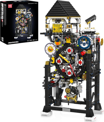 Mould King Cyberpunk Grand Clock Building Blocks Set, 3675+ Pcs Real-Time Clock Model Kit with Mechanical Gears, App Control Electric Building Model Kit, Creative Gift Toys for Adults Teens