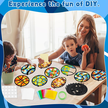 32 Sets Outer Space Suncatchers Craft Kit DIY Window Stained Glass Effect Planet Astronaut Alien Paper Crafts Home School Classroom Decoration Kid Birthday Gift Creative Art Project Activity Game - Colors B