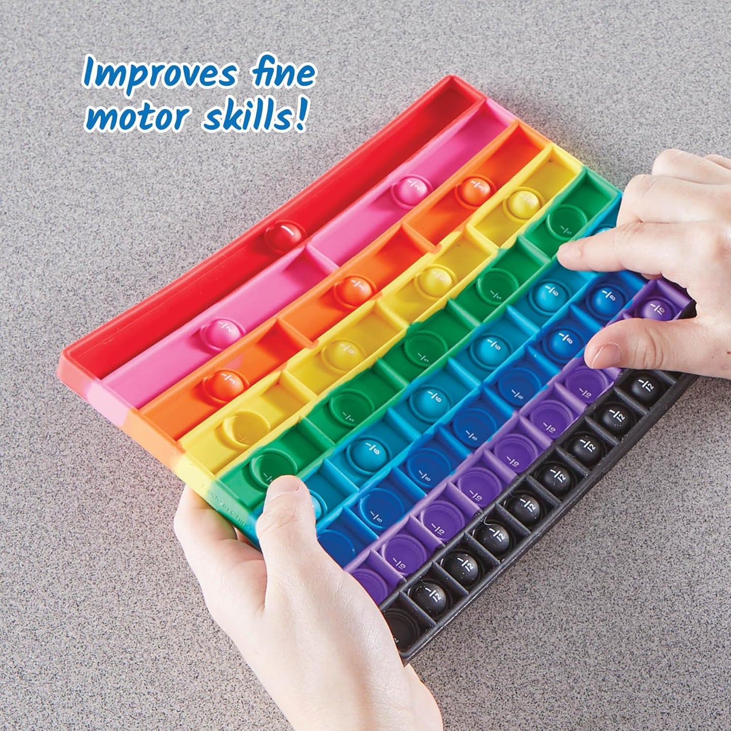 hand2mind Rainbow Fraction Sensory Bubble Popper, Push Pop Fidget Toys for Kids, Fraction Manipulatives, Montessori Math Materials, Fine Motor Toys, Calm Down Corner Supplies, Fidgets for Classroom