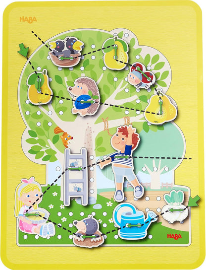 HABA Dress Me Lacing Cards Game - Montessori Fine Motor Skills Toy for Preschool Learning Activities and Kindergarten Toys with 36 Wooden Pieces