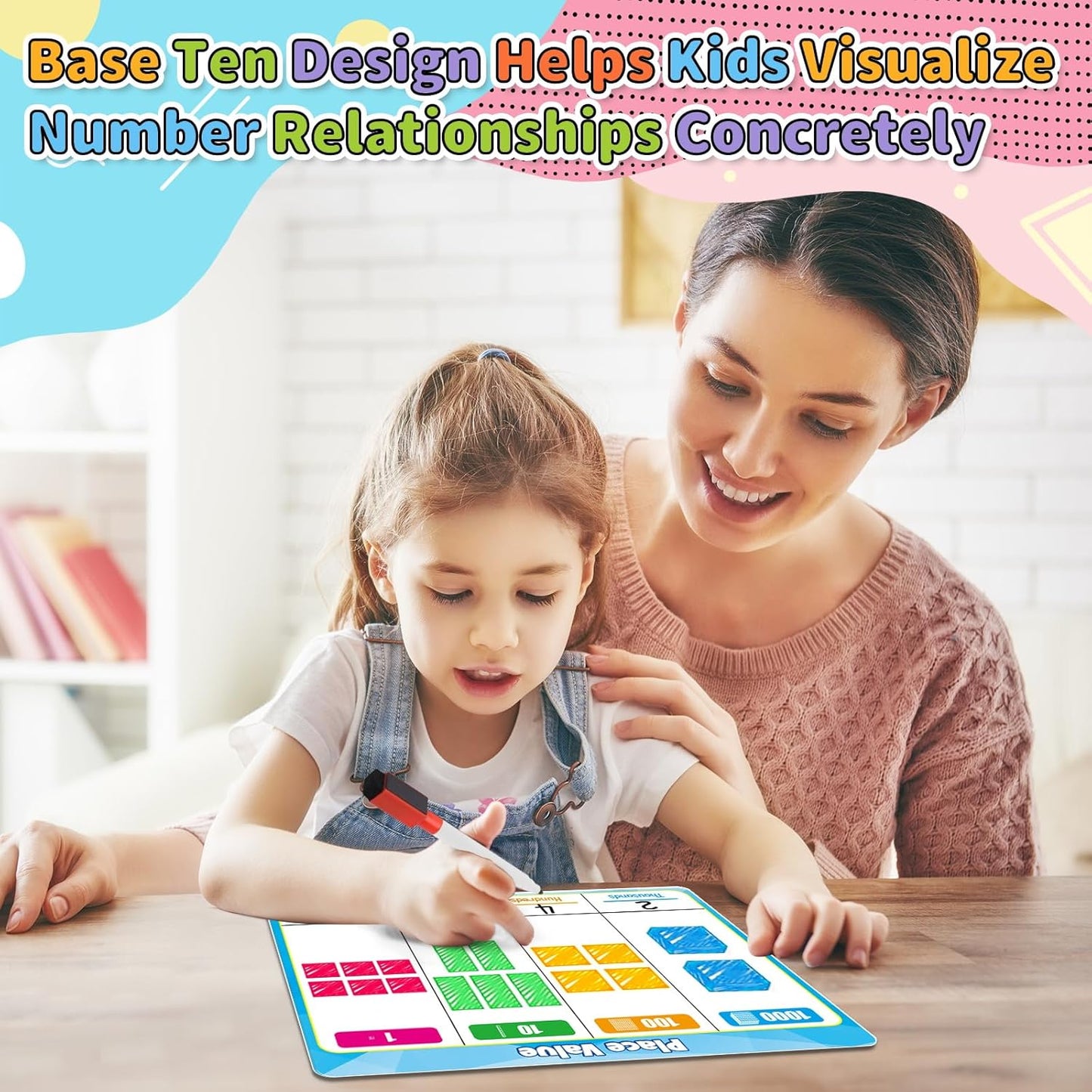 12 Pack Place Value Chart Dry Erase Flash Cards,9" x 12" Base Ten Addition and Subtraction Regrouping Math Manipulatives 1st 2nd 3rd Grade Classroom Must Haves Teacher Homeschool Supplies